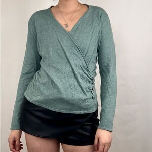 Y2K 212 Green Wraparound Sweater Long Sleeve Top